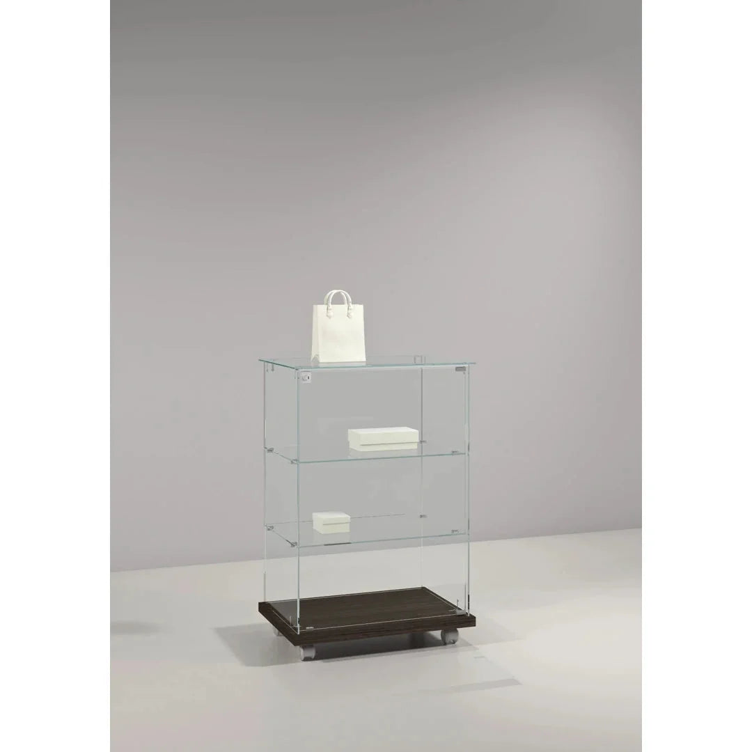 Vitrine commode verre trempé finition Wengè 60 × 40 × h 90 cm — vue de face