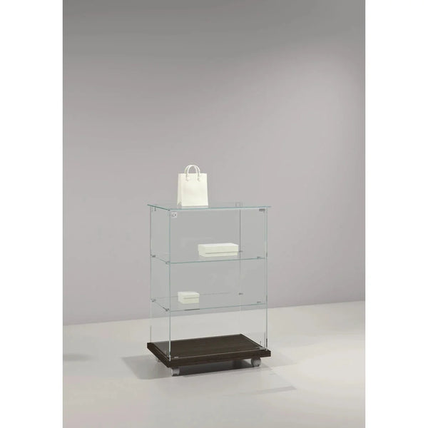 Vitrine commode verre trempé finition Wengè 60 × 40 × h 90 cm — vue de face