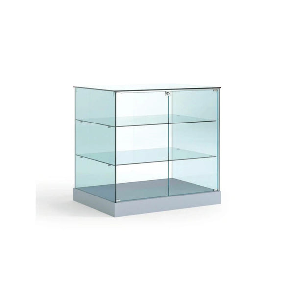 Vitrine comptoir 60cm de profondeur en verre avec portes verrouillable pour présentation de produits en magasin.