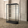 Vitrine d'exposition modulable 120 cm avec éclairage LED 4000 K et verre trempé 8 mm — noir mat
