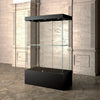 Vitrine d'exposition musée 120x60x200 cm, étagères réglables, éclairage LED, coloris noir