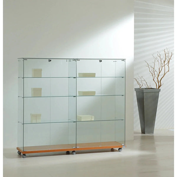 Vitrine d'exposition professionnelle en verre 157 cm, 6 étagères, 2 doubles portes — modèle 16/14