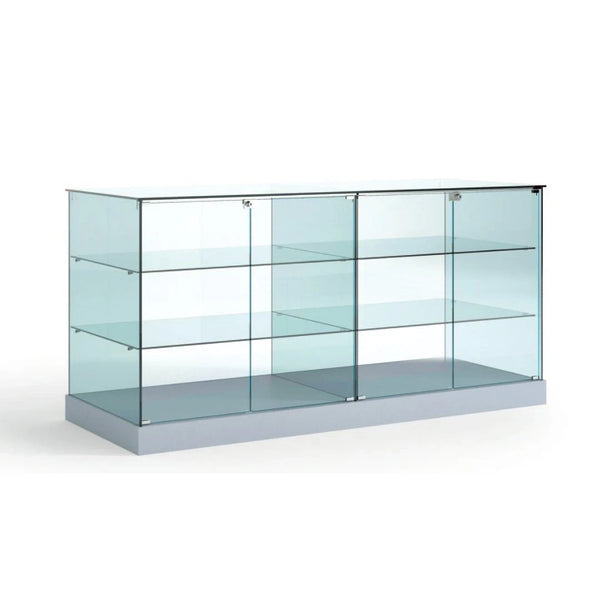 Verkaufstheke 60 cm tief, Glas mit abschliessbaren Türen zur Produktpräsentation im Ladengeschäft.
