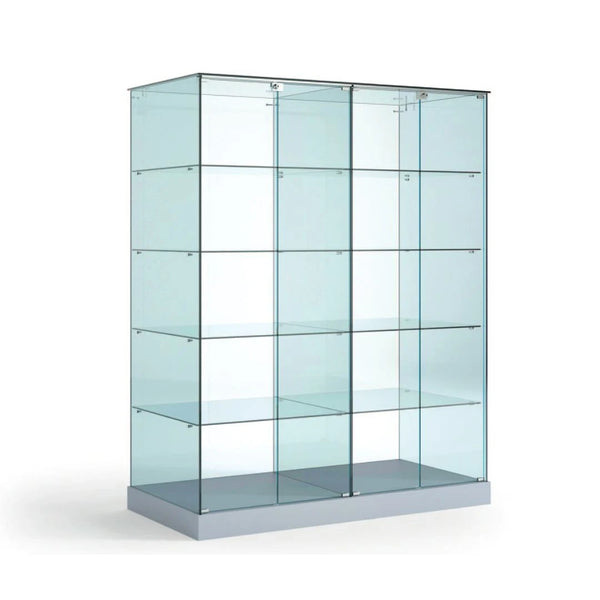 Vitrine armoire en verre 60cm de profondeur avec étagères et portes verrouillable pour exposition professionnelle.