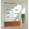 Vitrine haute professionnelle en verre trempé avec éclairage LED intégré et box de rangement verrouillable, modèle 157 cm