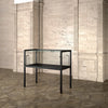 Vitrine de musée sur pieds 120 × 60 × H 105 cm, verre trempé 8 mm, spots LED 4000K, structure métal noir mat