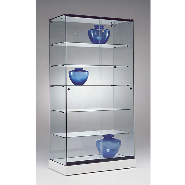 Vitrine en verre haute avec 5 étagères pour exposition de produits en magasin