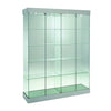 Vitrine colonne en verre  avec éclairage LED pour exposition de produits en commerce et showroom.