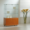Vitrine d'exposition 80 cm en verre trempé avec box de rangement et éclairage LED intégré