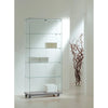 Vitrine armoire en verre trempé coloris Argent, largeur 80 cm, sur roulettes