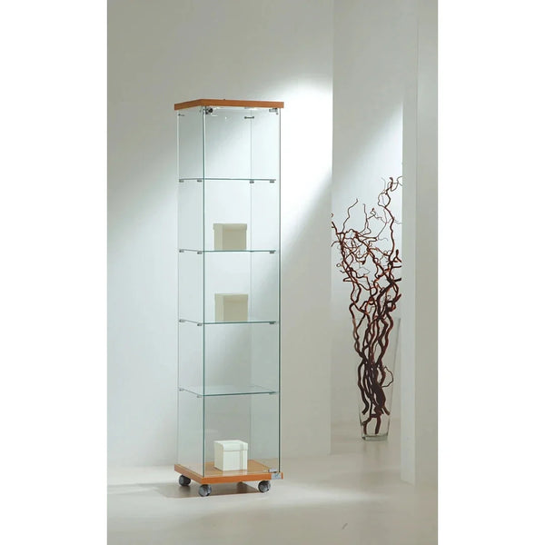 Détail du plafond LED intégré dans une vitrine armoire en verre trempé