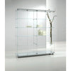 Vitrine d'exposition en verre trempé LED coloris Argent, largeur 157 cm, sur roulettes