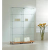 Vitrine armoire en verre trempé sur roulettes, largeur 117 cm, en magasin