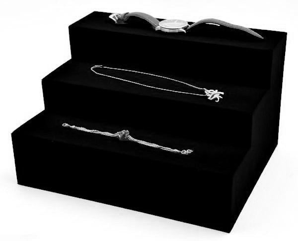 floqué noir bijoux présentoir montres bracelets beflockt schwarz anzeigen Schmuck uhren armbänder