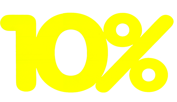 DittaDisplay Signalétique pourcent % découpé en carton fluo jaune Signage percent cut in yellow fluorescent cardboard Aus gelber fluoreszierender Pappe ausgeschnittene Beschilderung in Prozent