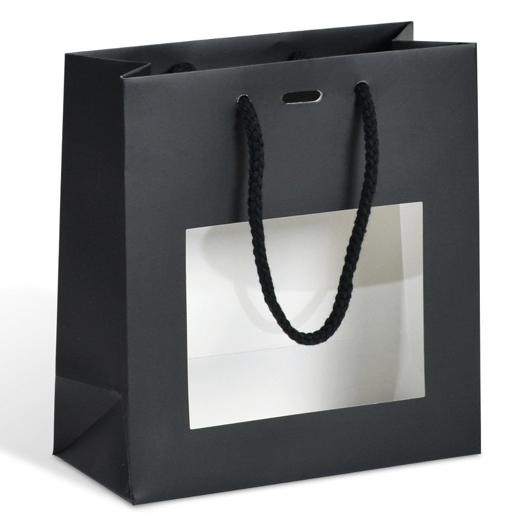 dittadisplay sac cabas fenêtre luxe noir pelliculé poignée corde 190gr