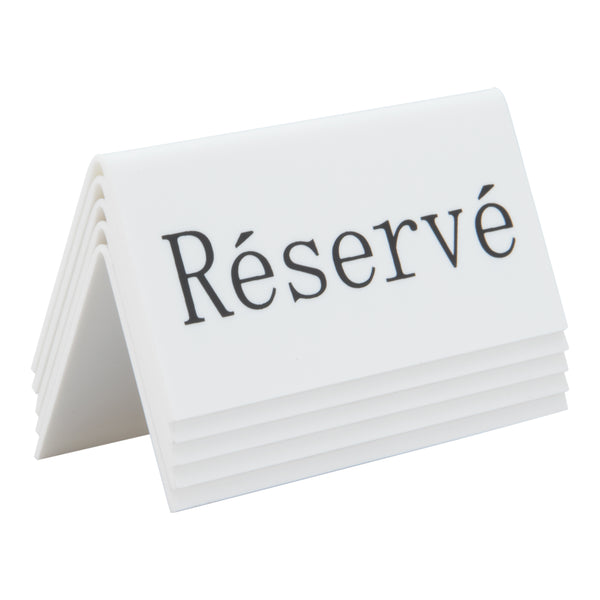 Lot de 5 Etiquettes réservation de table "Réservé" TN-RES-FR-WT Blanc