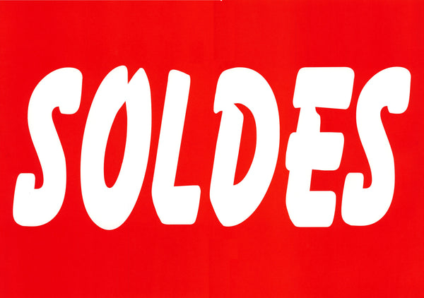 Affiche soldes 40x60 cm en trois couleurs pour vitrine et signalétique promotionnelle en magasin