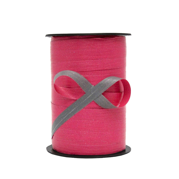 Bobine de bolduc bicolore recto-verso 10 mm x 250 m – rose et gris pour emballages et décorations