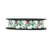 Bobine de bolduc imprimé gui avec dos argent 25 mm x 100 m – ruban décoratif festif pour emballages cadeaux et décorations de fin d’année