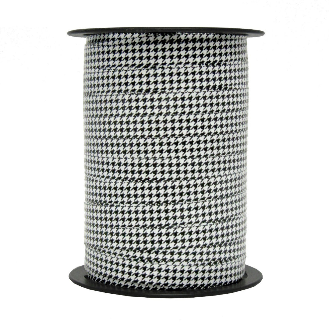 Bobine de bolduc imprimé pieds-de-poules 10 mm x 225 m – ruban décoratif élégant pour emballages cadeaux et décorations