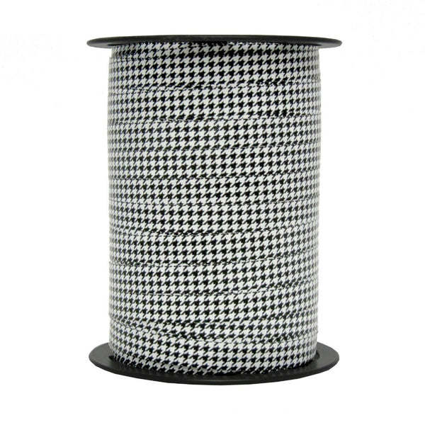 Bobine de bolduc imprimé pieds-de-poules 10 mm x 225 m – ruban décoratif élégant pour emballages cadeaux et décorations