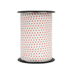 Bobine de bolduc imprimé pois mats rouge sur blanc 10 mm x 225 m – ruban décoratif pour emballages cadeaux et décorations