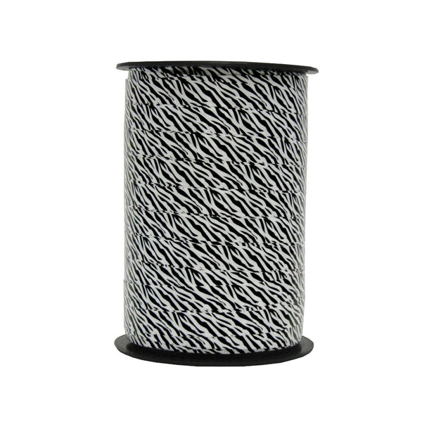 Bobine de bolduc imprimé zèbre 10 mm x 225 m – ruban décoratif motifs tigre, vache et zèbre pour emballages cadeaux et décorations originales
