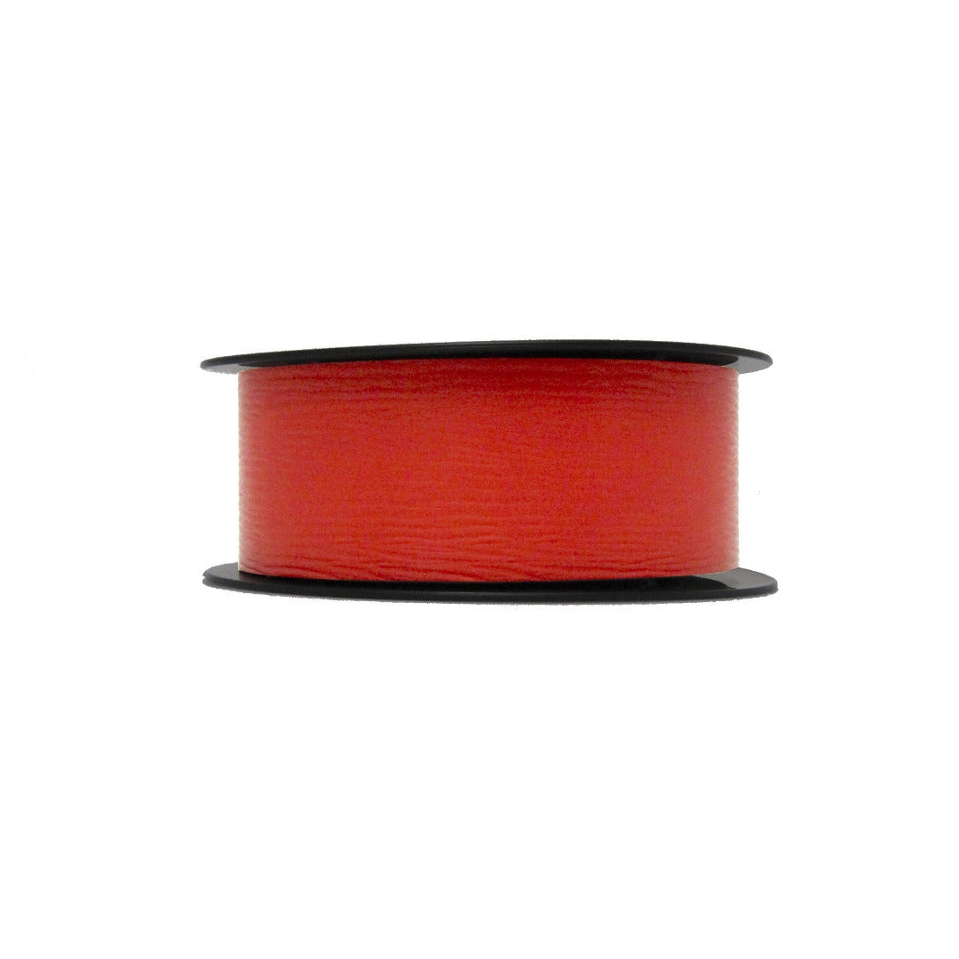 Bobine de bolduc mat Paporlene crépon – ruban décoratif disponible en rouge, idéal pour emballages cadeaux et décorations