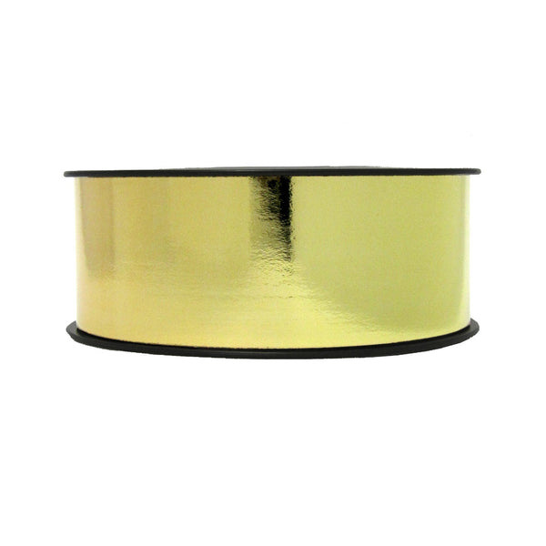 Bobine de bolduc miroir métallique – ruban décoratif brillant disponible en or, pour emballages cadeaux et décorations festives
