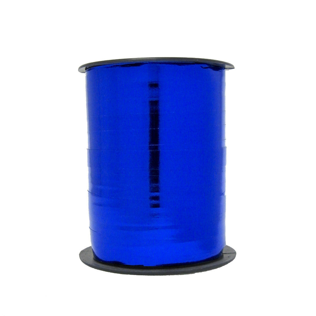 Bobine de bolduc miroir métallisé bleu 10 mm x 250 m pour emballages cadeaux, décorations festives et compositions florales