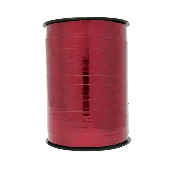 Bobine de bolduc miroir métallisé bordeaux 10 mm x 250 m pour emballages cadeaux, décorations festives et compositions florales