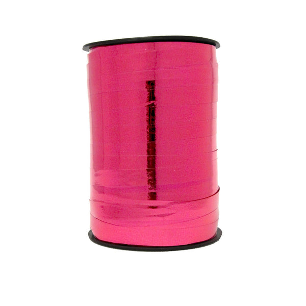 Bobine de bolduc miroir métallisé rose 10 mm x 250 m pour emballages cadeaux, décorations festives et compositions florales