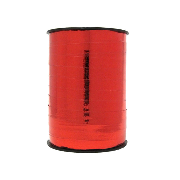 Bobine de bolduc miroir métallisé rouge 10 mm x 250 m pour emballages cadeaux, décorations festives et compositions florales