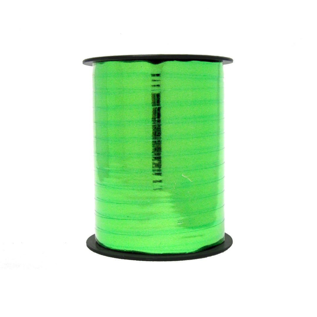 Bobine de bolduc miroir métallisé vert 10 mm x 250 m pour emballages cadeaux, décorations festives et compositions florales