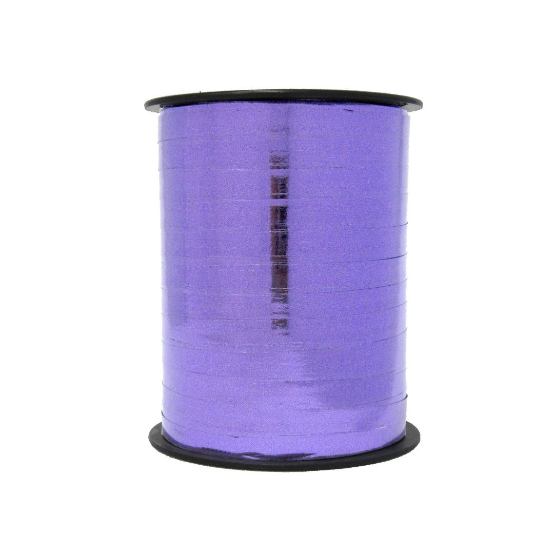 Bobine de bolduc miroir métallisé violet 10 mm x 250 m pour emballages cadeaux, décorations festives et compositions florales
