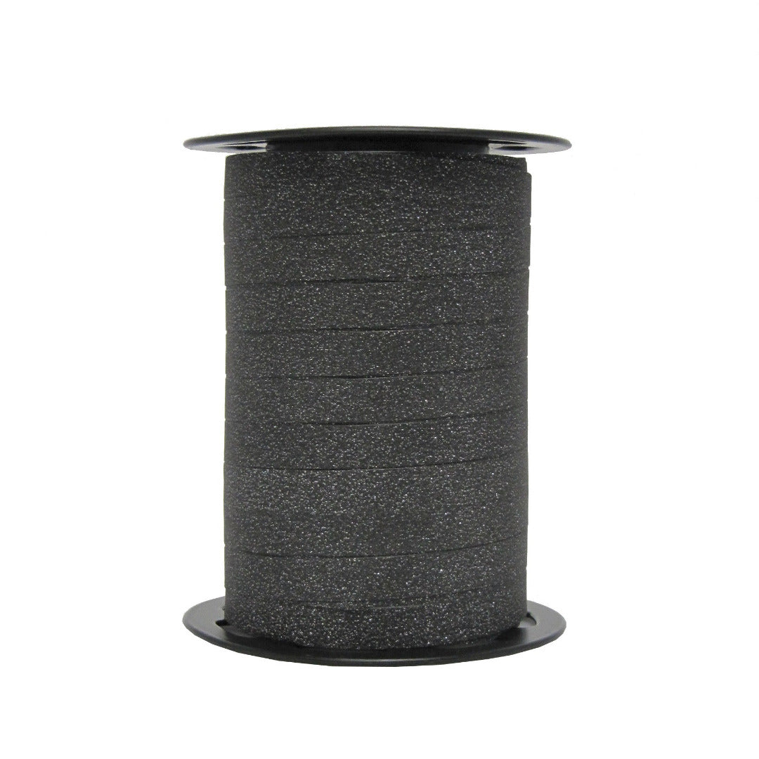 bobine de bolduc pailleté 10 mm x 100 m. Disponible en noir scintillant