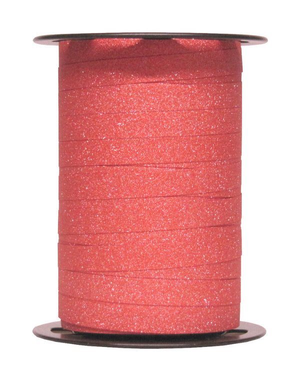 bobine de bolduc pailleté 10 mm x 100 m. Disponible en rouge scintillant