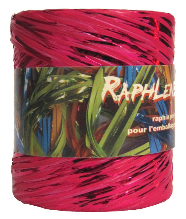 Bobine de raphia rose métallisé polypropylène 12,5 mm x 200 m – ruban décoratif brillant pour emballages cadeaux et compositions florales