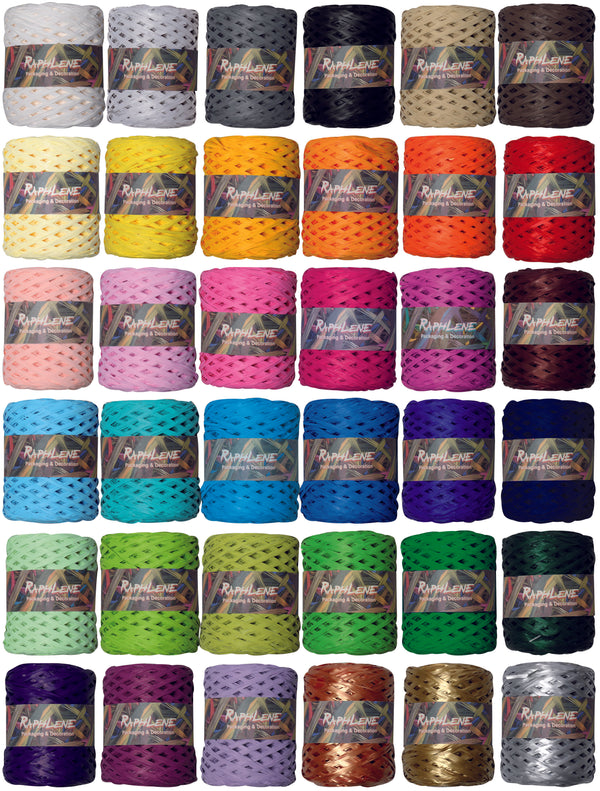 Bobine de raphia polypropylène 12,5 mm × 200 m, idéale pour emballages cadeaux, paniers garnis et décorations florales