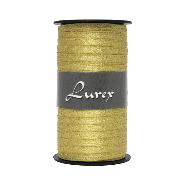 Bobine de ruban doré tissu avec métal 5 mm x 50 m – ruban décoratif brillant pour emballages cadeaux et compositions florales