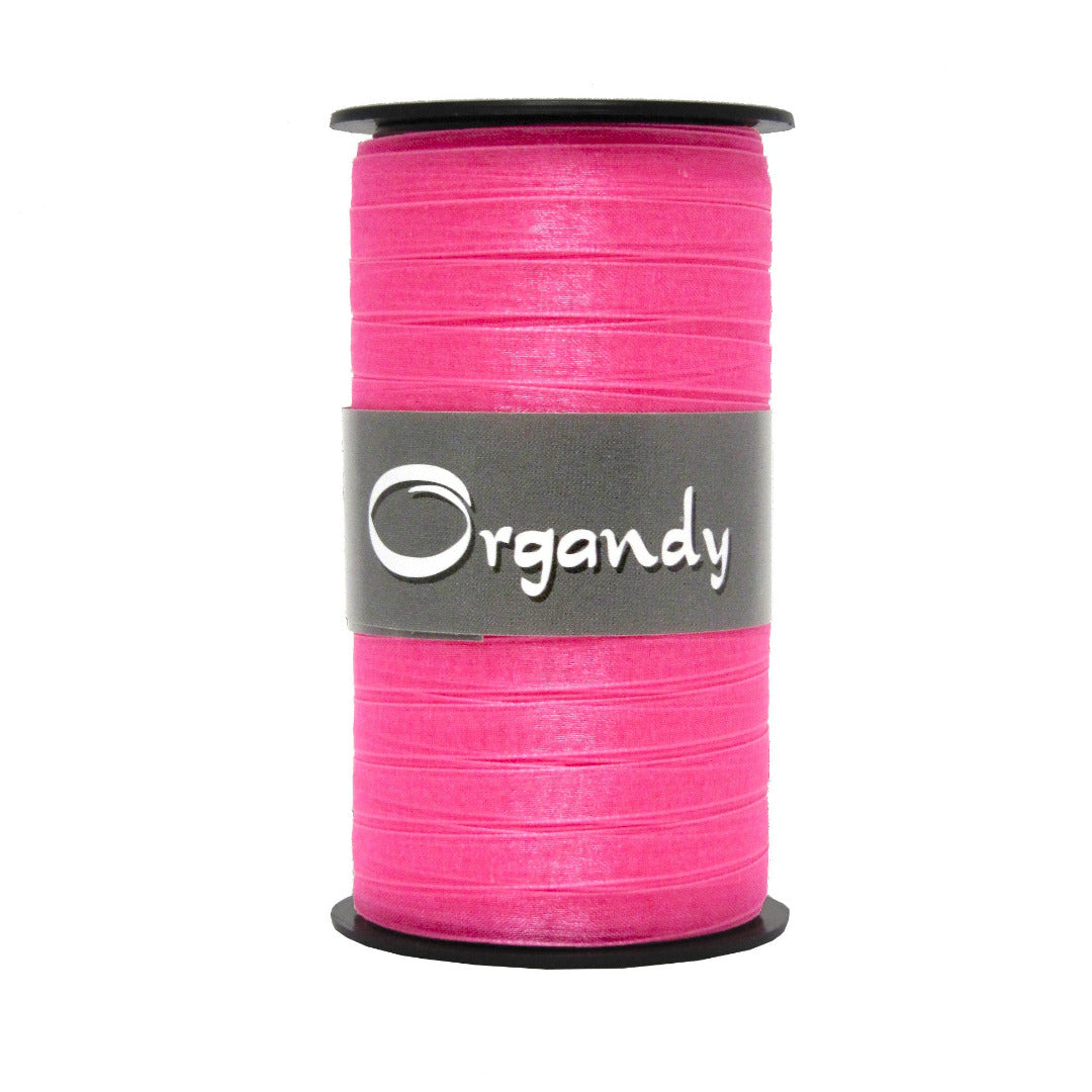 Bobine de ruban tissu rose semi-transparent 7 mm x 50 m – ruban décoratif léger pour emballages cadeaux et compositions florales