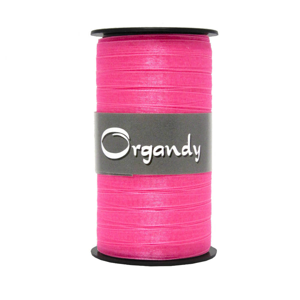 Bobine de ruban tissu rose semi-transparent 7 mm x 50 m – ruban décoratif léger pour emballages cadeaux et compositions florales