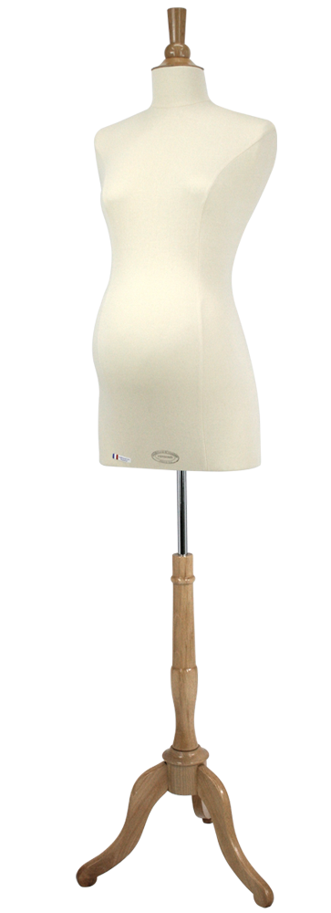 Buste de couture femme enceinte sur base trépied Vendôme pour vitrine