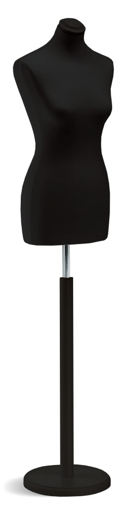 Buste de couture Vetrina femme sur base ronde disponible en trois couleurs pour vitrine
