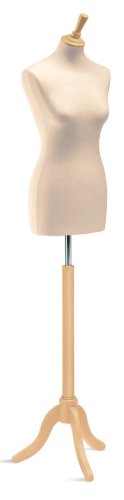 Buste de couture Vetrina femme sur base trépied en bois disponible en trois couleurs
