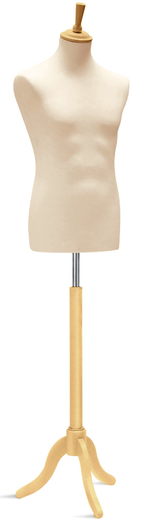 Buste de couture Vetrina homme sur base trépied en bois disponible en trois couleurs