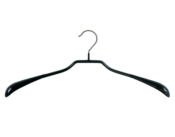 Cintre métal noir anti-glisse épaules larges 32 mm pour vestes et manteaux en boutique