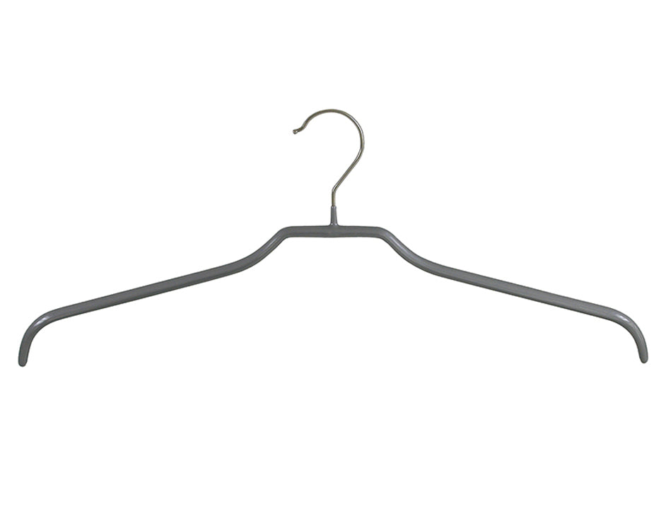 Cintre silhouette métal noir anti-glisse épaules 11 mm pour présentation vêtements en boutique