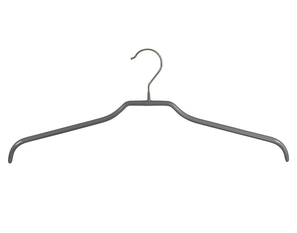 Cintre silhouette métal noir anti-glisse épaules 11 mm pour présentation vêtements en boutique